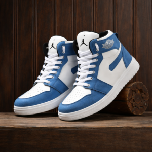 Premium Blue & White High-Top Sneakers for Men | Stylish Casual & Streetwear Shoes