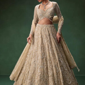 Luxury Beige Embroidered Lehenga Choli for Women | Bridal & Festive Ethnic Wear
